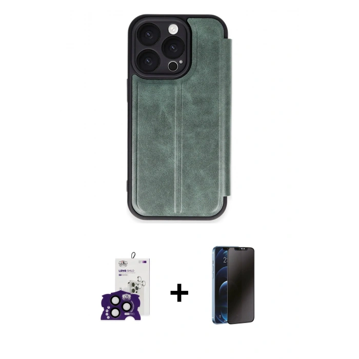 MARSİLYAN™- iPhone 16 Pro Max Kılıf Zirve Yansıma Serisi - Siyah 3D Antistatik Hayalet Cam Ekran Koruyucu + Bilvis Titan Kamera Lens - SH