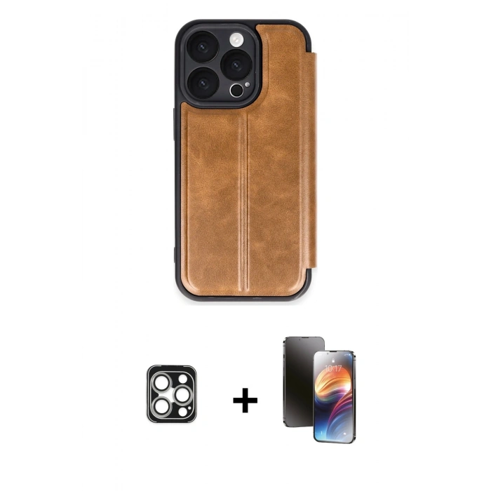 MARSİLYAN™- iPhone 16 Pro Max Kılıf Zirve Yansıma Serisi - Siyah 3D Antistatik Mat Seramik Nano Ekran Koruyucu + PVD Metal Kamera Lens - GS