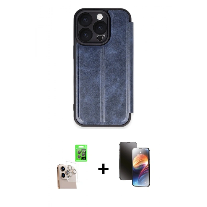 MARSİLYAN™- iPhone 16 Pro Max Kılıf Zirve Yansıma Serisi - Siyah 3D Antistatik Mat Seramik Nano Ekran Koruyucu + Raze Metal Kamera Lens - NLGY