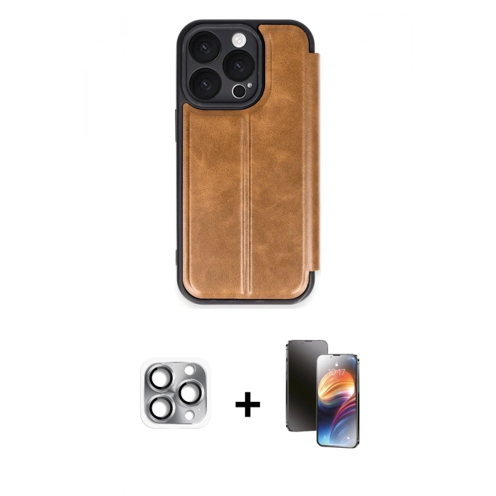 MARSİLYAN™- iPhone 16 Pro Max Kılıf Zirve Yansıma Serisi - Siyah 3D Antistatik Mat Seramik Nano Ekran Koruyucu + Pers Alüminyum Kamera Lens - GI