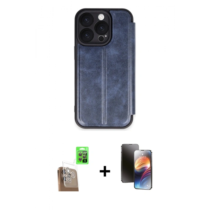 MARSİLYAN™- iPhone 16 Pro Max Kılıf Zirve Yansıma Serisi - Siyah 3D Antistatik Mat Seramik Nano Ekran Koruyucu + Raze Metal Kamera Lens - CLTM
