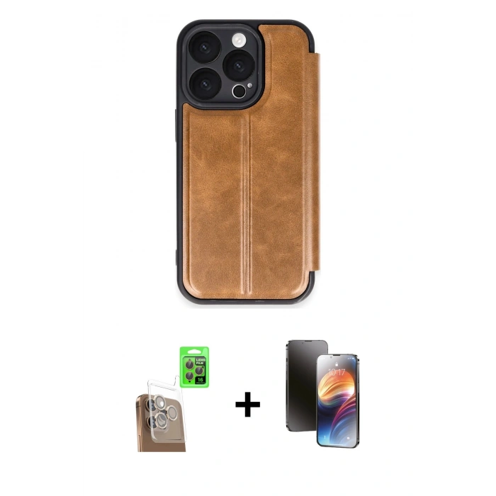MARSİLYAN™- iPhone 16 Pro Max Kılıf Zirve Yansıma Serisi - Siyah 3D Antistatik Mat Seramik Nano Ekran Koruyucu + Raze Metal Kamera Lens - CLTM