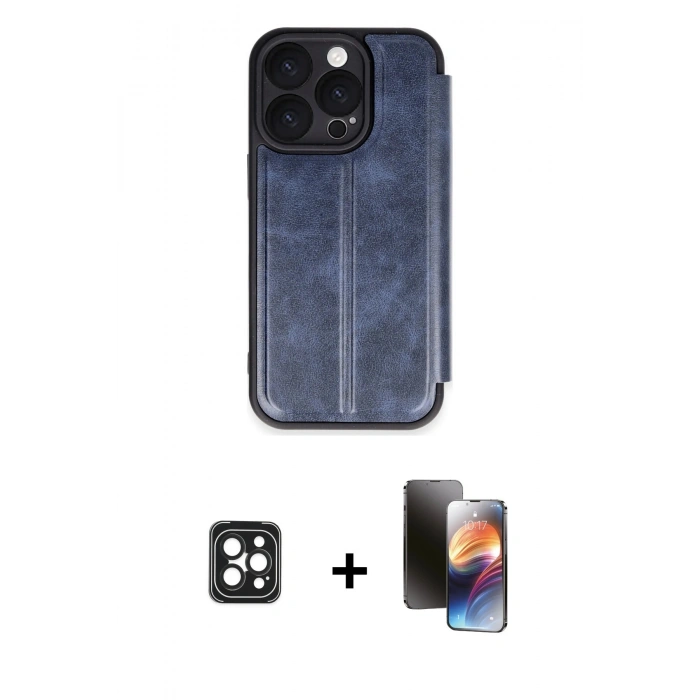 MARSİLYAN™- iPhone 16 Pro Max Kılıf Zirve Yansıma Serisi - Siyah 3D Antistatik Mat Seramik Nano Ekran Koruyucu + Siyah PVD Metal Kamera Lens