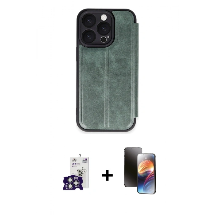 MARSİLYAN™- iPhone 16 Pro Max Kılıf Zirve Yansıma Serisi - Siyah 3D Antistatik Mat Seramik Nano Ekran Koruyucu + Bilvis Titan Kamera Lens - TMGI