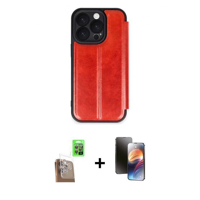 MARSİLYAN™- iPhone 16 Pro Max Kılıf Zirve Yansıma Serisi - Siyah 3D Antistatik Mat Seramik Nano Ekran Koruyucu + Raze Metal Kamera Lens - CLTM