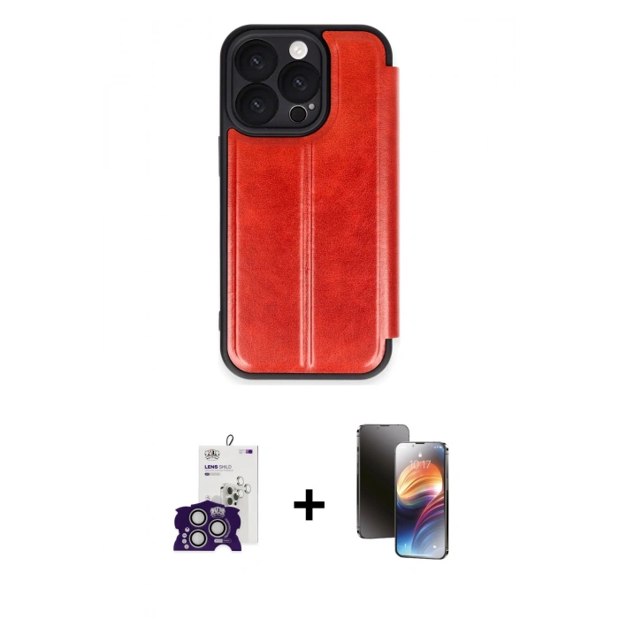 MARSİLYAN™- iPhone 16 Pro Max Kılıf Zirve Yansıma Serisi - Siyah 3D Antistatik Mat Seramik Nano Ekran Koruyucu + Bilvis Titan Kamera Lens - GS