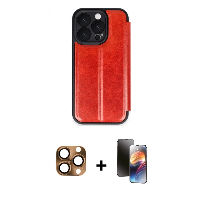 MARSİLYAN™- iPhone 16 Pro Max Kılıf Zirve Yansıma Serisi - Siyah 3D Antistatik Mat Seramik Nano Ekran Koruyucu + Pers Alüminyum Kamera Lens - CLTM