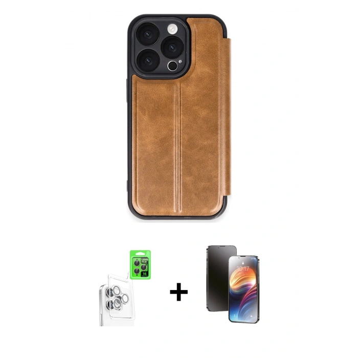 MARSİLYAN™- iPhone 16 Pro Max Kılıf Zirve Yansıma Serisi - Siyah 3D Antistatik Mat Seramik Nano Ekran Koruyucu + Beyaz Raze Metal Kamera Lens