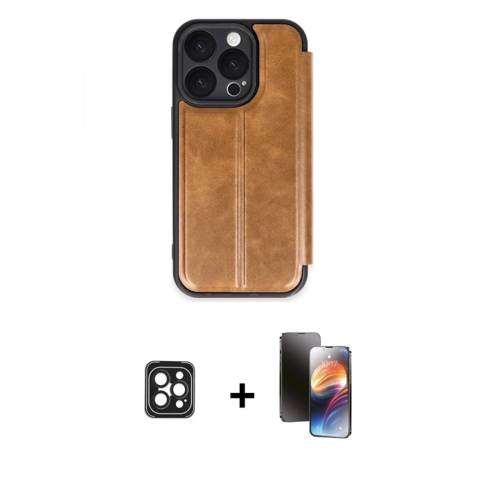 MARSİLYAN™- iPhone 16 Pro Max Kılıf Zirve Yansıma Serisi - Siyah 3D Antistatik Mat Seramik Nano Ekran Koruyucu + Siyah PVD Metal Kamera Lens