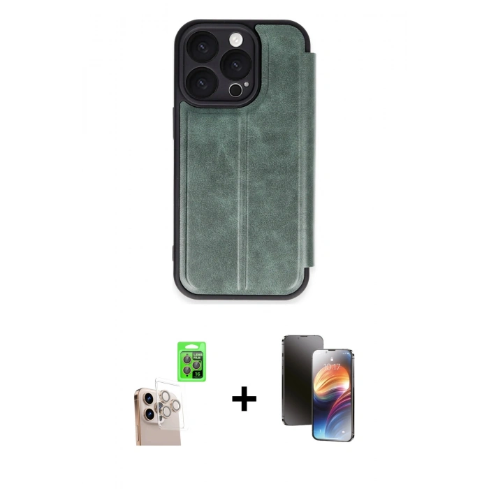 MARSİLYAN™- iPhone 16 Pro Max Kılıf Zirve Yansıma Serisi - Siyah 3D Antistatik Mat Seramik Nano Ekran Koruyucu + Raze Metal Kamera Lens - NLGY