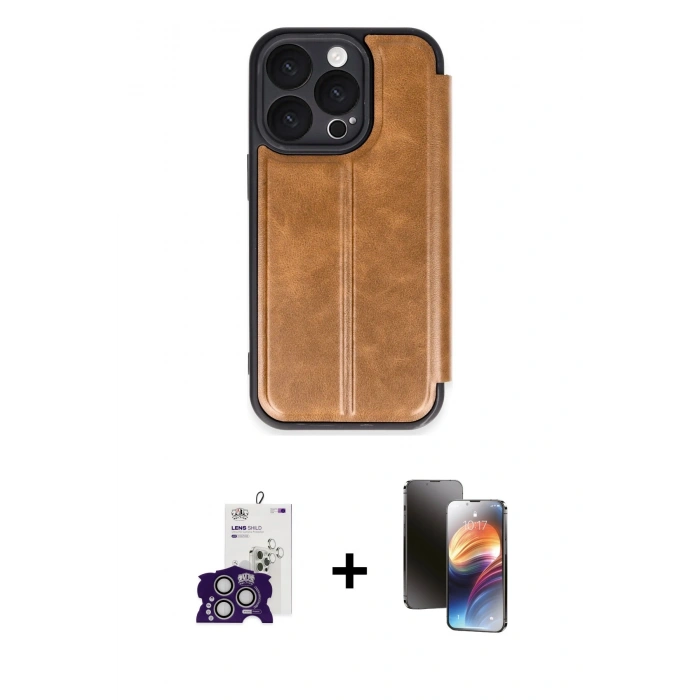 MARSİLYAN™- iPhone 16 Pro Max Kılıf Zirve Yansıma Serisi - Siyah 3D Antistatik Mat Seramik Nano Ekran Koruyucu + Bilvis Titan Kamera Lens - GS