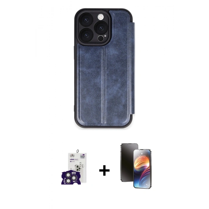MARSİLYAN™- iPhone 16 Pro Max Kılıf Zirve Yansıma Serisi - Siyah 3D Antistatik Mat Seramik Nano Ekran Koruyucu + Bilvis Titan Kamera Lens - TMGI