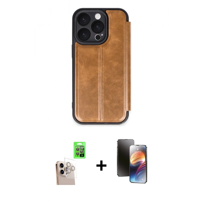 MARSİLYAN™- iPhone 16 Pro Max Kılıf Zirve Yansıma Serisi - Siyah 3D Antistatik Mat Seramik Nano Ekran Koruyucu + Raze Metal Kamera Lens - NLGY