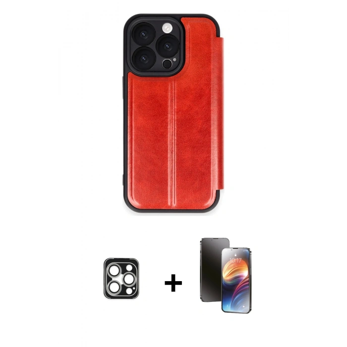 MARSİLYAN™- iPhone 16 Pro Max Kılıf Zirve Yansıma Serisi - Siyah 3D Antistatik Mat Seramik Nano Ekran Koruyucu + PVD Metal Kamera Lens - GS