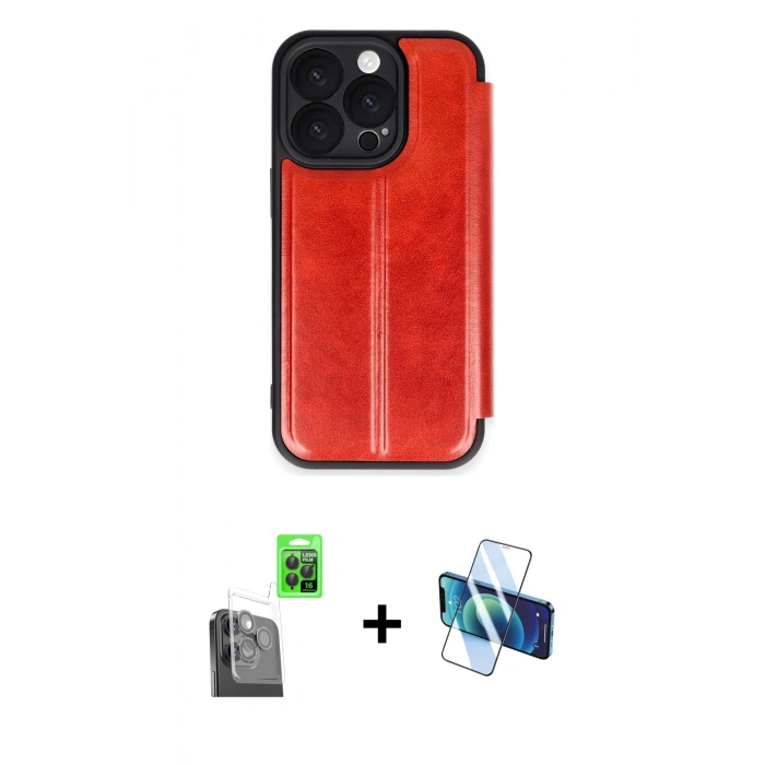 MARSİLYAN™- iPhone 16 Pro Max Kılıf Zirve Yansıma Serisi - Siyah 3D Antistatik Seramik Nano Ekran Koruyucu + Raze Metal Kamera Lens - SH