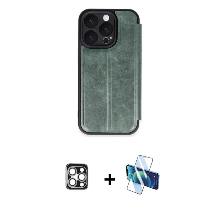 MARSİLYAN™- iPhone 16 Pro Max Kılıf Zirve Yansıma Serisi - Siyah 3D Antistatik Seramik Nano Ekran Koruyucu + PVD Metal Kamera Lens - GS