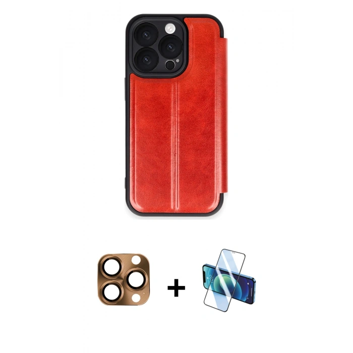 MARSİLYAN™- iPhone 16 Pro Max Kılıf Zirve Yansıma Serisi - Siyah 3D Antistatik Seramik Nano Ekran Koruyucu + Pers Alüminyum Kamera Lens - CLTM