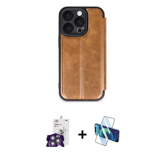 MARSİLYAN™- iPhone 16 Pro Max Kılıf Zirve Yansıma Serisi - Siyah 3D Antistatik Seramik Nano Ekran Koruyucu + Bilvis Titan Kamera Lens - GS