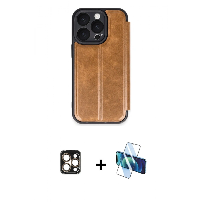 MARSİLYAN™- iPhone 16 Pro Max Kılıf Zirve Yansıma Serisi - Siyah 3D Antistatik Seramik Nano Ekran Koruyucu + PVD Metal Kamera Lens - GD