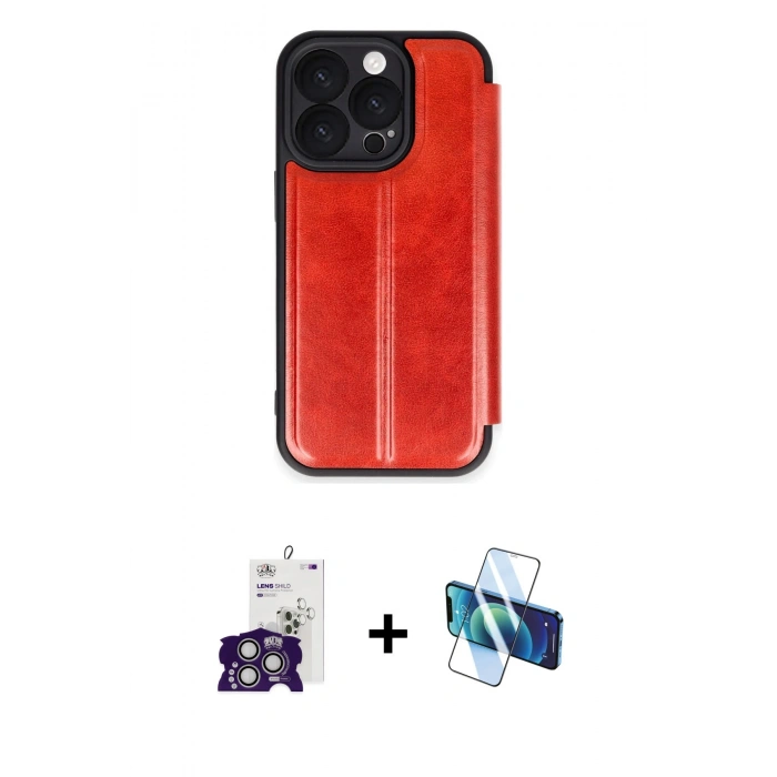 MARSİLYAN™- iPhone 16 Pro Max Kılıf Zirve Yansıma Serisi - Siyah 3D Antistatik Seramik Nano Ekran Koruyucu + Bilvis Titan Kamera Lens - GS