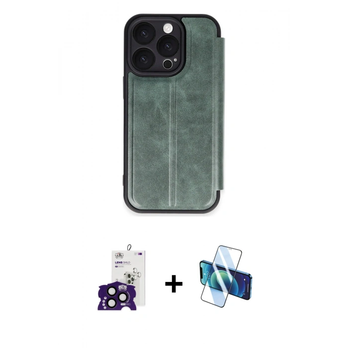 MARSİLYAN™- iPhone 16 Pro Max Kılıf Zirve Yansıma Serisi - Siyah 3D Antistatik Seramik Nano Ekran Koruyucu + Bilvis Titan Kamera Lens - SH