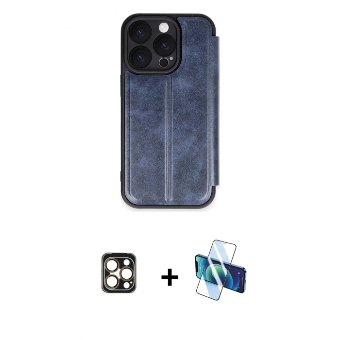 MARSİLYAN™- iPhone 16 Pro Max Kılıf Zirve Yansıma Serisi - Siyah 3D Antistatik Seramik Nano Ekran Koruyucu + PVD Metal Kamera Lens - GD