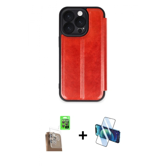 MARSİLYAN™- iPhone 16 Pro Max Kılıf Zirve Yansıma Serisi - Siyah 3D Antistatik Seramik Nano Ekran Koruyucu + Raze Metal Kamera Lens - CLTM