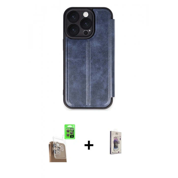 MARSİLYAN™- iPhone 16 Pro Max Kılıf Zirve Yansıma Serisi - Siyah Bilvis 3D Cam Ekran Koruyucu + Raze Metal Kamera Lens - CLTM