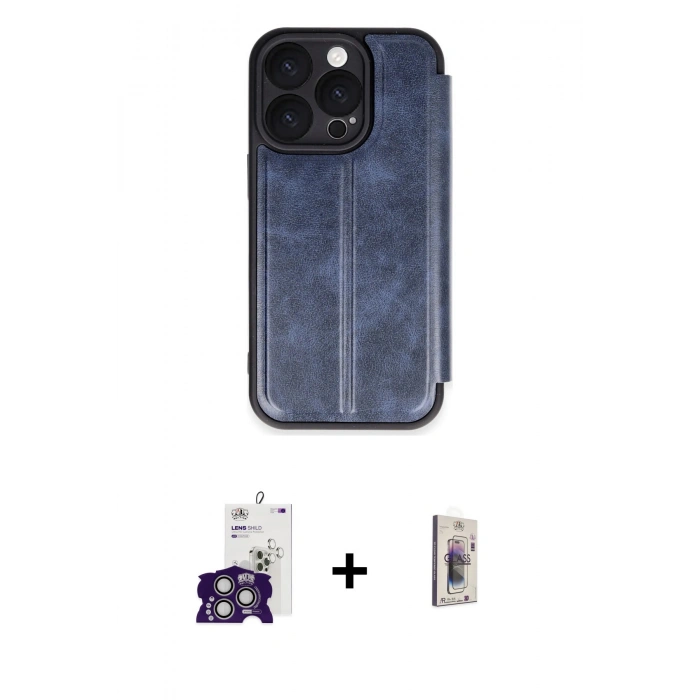 MARSİLYAN™- iPhone 16 Pro Max Kılıf Zirve Yansıma Serisi - Siyah Bilvis 3D Cam Ekran Koruyucu + Bilvis Titan Kamera Lens - GS