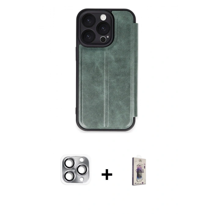 MARSİLYAN™- iPhone 16 Pro Max Kılıf Zirve Yansıma Serisi - Siyah Bilvis 3D Cam Ekran Koruyucu + Pers Alüminyum Kamera Lens - GI