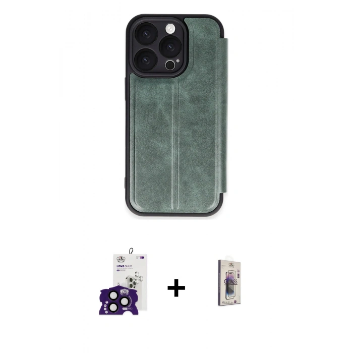 MARSİLYAN™- iPhone 16 Pro Max Kılıf Zirve Yansıma Serisi - Siyah Bilvis 3D Cam Ekran Koruyucu + Siyah Bilvis Titan Kamera Lens