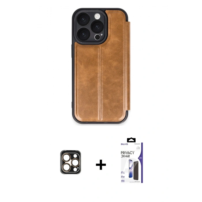 MARSİLYAN™- iPhone 16 Pro Max Kılıf Zirve Yansıma Serisi - Siyah Bilvis 3X AR Hayalet Cam Ekran Koruyucu + PVD Metal Kamera Lens - GD