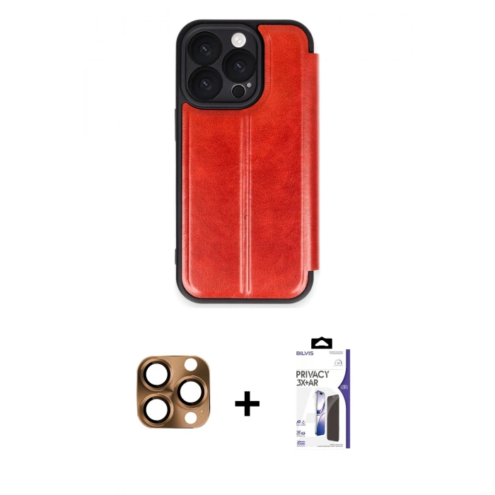 MARSİLYAN™- iPhone 16 Pro Max Kılıf Zirve Yansıma Serisi - Siyah Bilvis 3X AR Hayalet Cam Ekran Koruyucu + Pers Alüminyum Kamera Lens - CLTM