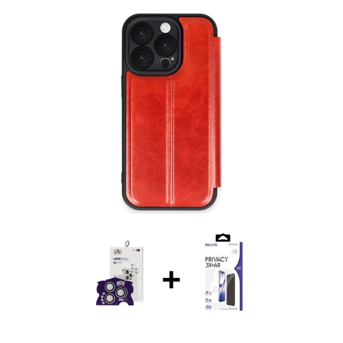 MARSİLYAN™- iPhone 16 Pro Max Kılıf Zirve Yansıma Serisi - Siyah Bilvis 3X AR Hayalet Cam Ekran Koruyucu + Bilvis Titan Kamera Lens - GS
