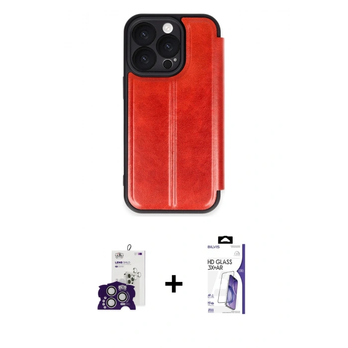 MARSİLYAN™- iPhone 16 Pro Max Kılıf Zirve Yansıma Serisi - Siyah Bilvis 3X AR HD Cam Ekran Koruyucu + Bilvis Titan Kamera Lens - GS