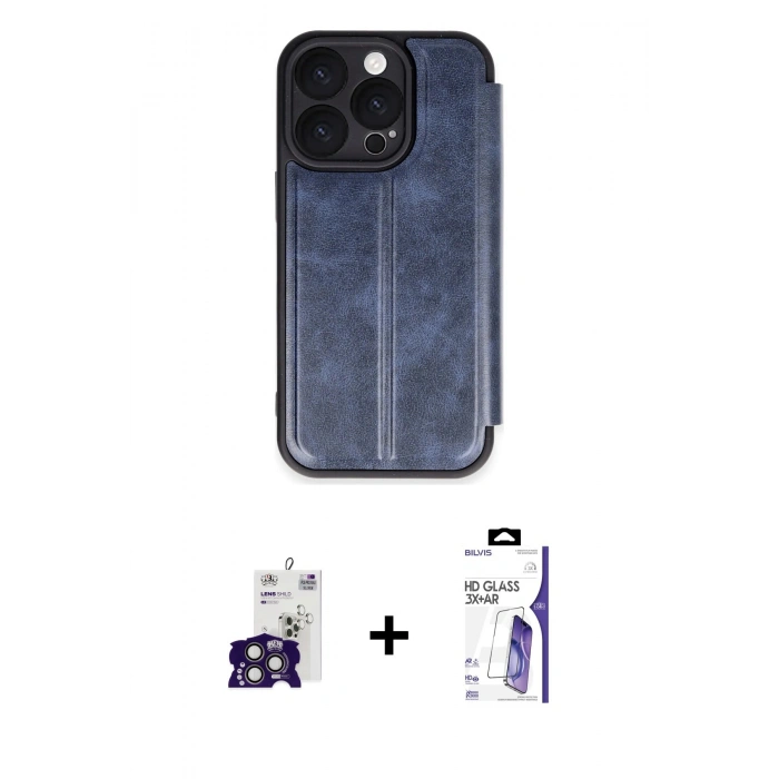 MARSİLYAN™- iPhone 16 Pro Max Kılıf Zirve Yansıma Serisi - Siyah Bilvis 3X AR HD Cam Ekran Koruyucu + Bilvis Titan Kamera Lens - TMGI