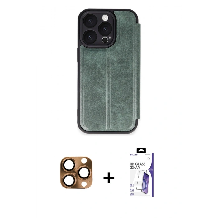 MARSİLYAN™- iPhone 16 Pro Max Kılıf Zirve Yansıma Serisi - Siyah Bilvis 3X AR HD Cam Ekran Koruyucu + Pers Alüminyum Kamera Lens - CLTM