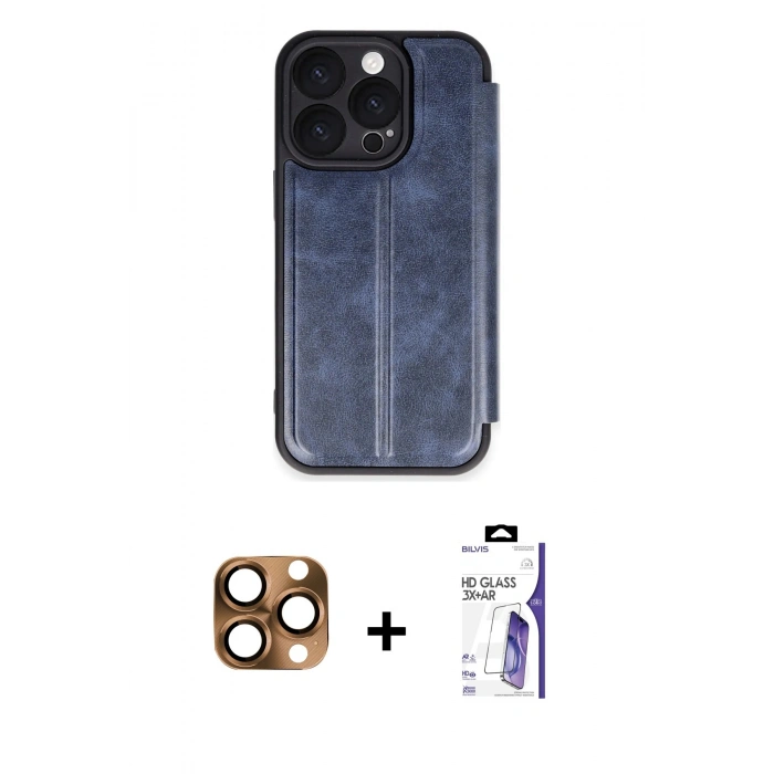 MARSİLYAN™- iPhone 16 Pro Max Kılıf Zirve Yansıma Serisi - Siyah Bilvis 3X AR HD Cam Ekran Koruyucu + Pers Alüminyum Kamera Lens - CLTM