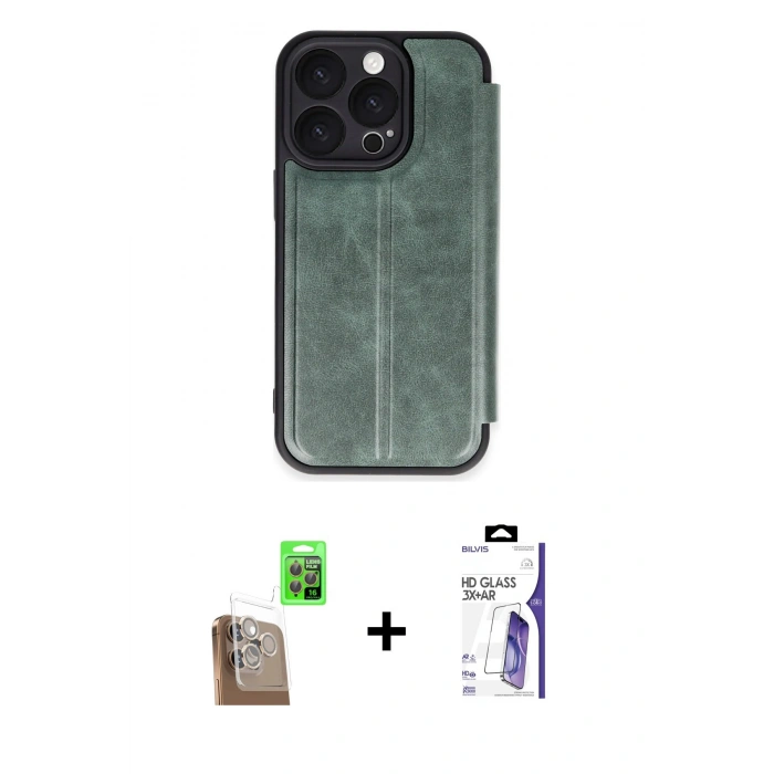 MARSİLYAN™- iPhone 16 Pro Max Kılıf Zirve Yansıma Serisi - Siyah Bilvis 3X AR HD Cam Ekran Koruyucu + Raze Metal Kamera Lens - CLTM