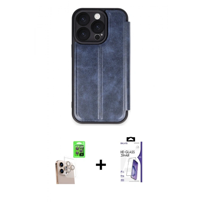 MARSİLYAN™- iPhone 16 Pro Max Kılıf Zirve Yansıma Serisi - Siyah Bilvis 3X AR HD Cam Ekran Koruyucu + Raze Metal Kamera Lens - NLGY