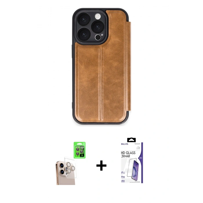 MARSİLYAN™- iPhone 16 Pro Max Kılıf Zirve Yansıma Serisi - Siyah Bilvis 3X AR HD Cam Ekran Koruyucu + Raze Metal Kamera Lens - NLGY
