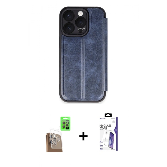 MARSİLYAN™- iPhone 16 Pro Max Kılıf Zirve Yansıma Serisi - Siyah Bilvis 3X AR HD Cam Ekran Koruyucu + Raze Metal Kamera Lens - CLTM