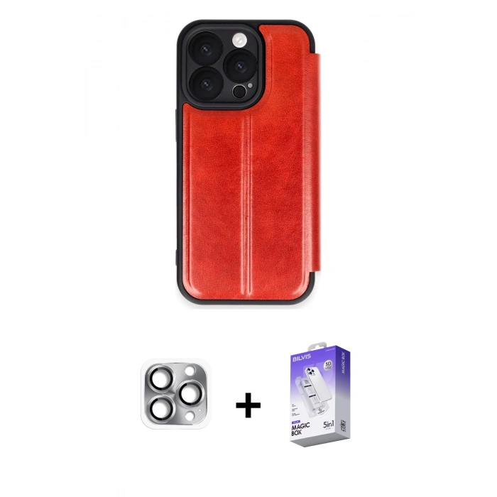 MARSİLYAN™- iPhone 16 Pro Max Kılıf Zirve Yansıma Serisi - Siyah Bilvis 5in1 3D Magic Cam Ekran Koruyucu + Pers Alüminyum Kamera Lens - GI