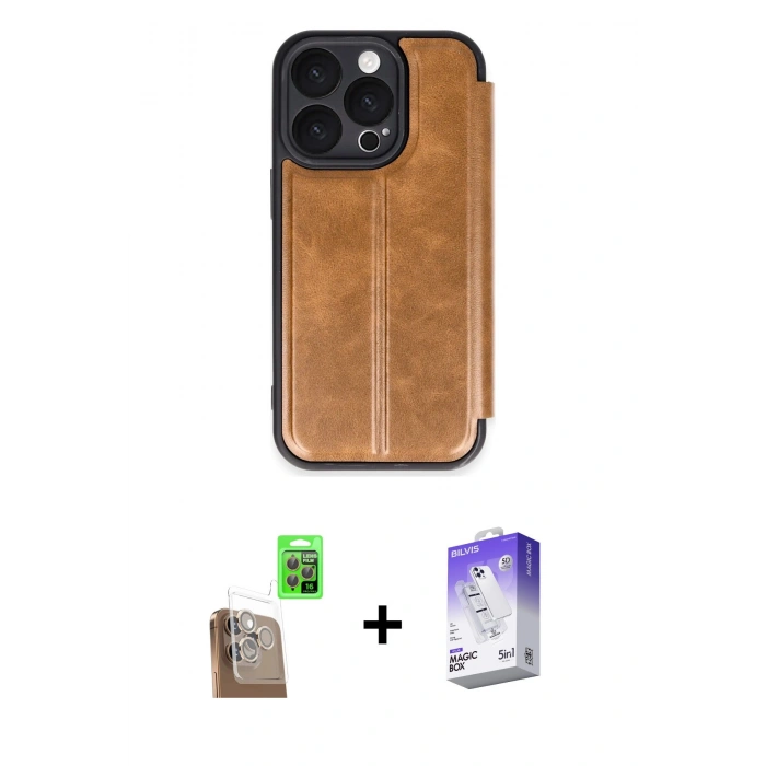 MARSİLYAN™- iPhone 16 Pro Max Kılıf Zirve Yansıma Serisi - Siyah Bilvis 5in1 3D Magic Cam Ekran Koruyucu + Raze Metal Kamera Lens - CLTM