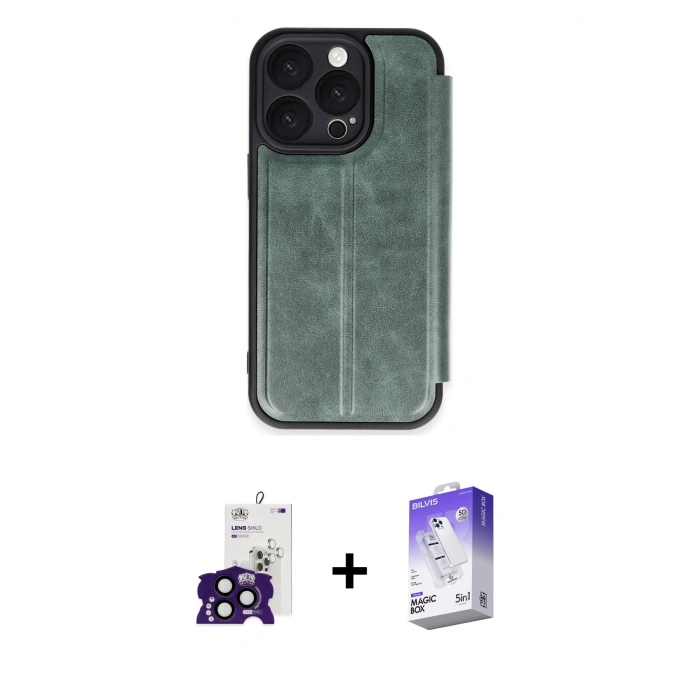 MARSİLYAN™- iPhone 16 Pro Max Kılıf Zirve Yansıma Serisi - Siyah Bilvis 5in1 3D Magic Cam Ekran Koruyucu + Bilvis Titan Kamera Lens - SH