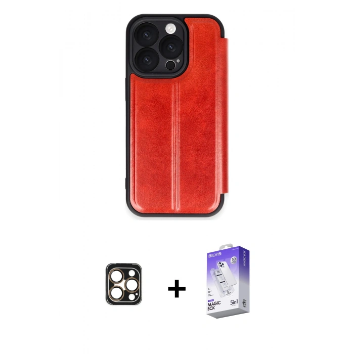 MARSİLYAN™- iPhone 16 Pro Max Kılıf Zirve Yansıma Serisi - Siyah Bilvis 5in1 3D Magic Cam Ekran Koruyucu + PVD Metal Kamera Lens - GD