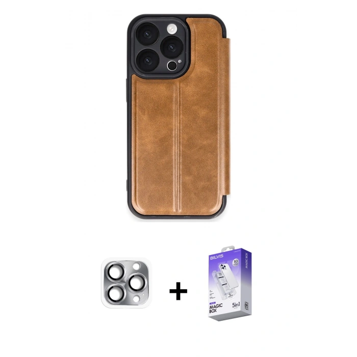 MARSİLYAN™- iPhone 16 Pro Max Kılıf Zirve Yansıma Serisi - Siyah Bilvis 5in1 3D Magic Cam Ekran Koruyucu + Pers Alüminyum Kamera Lens - GI