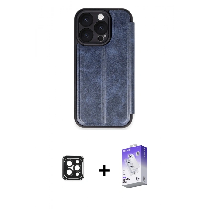 MARSİLYAN™- iPhone 16 Pro Max Kılıf Zirve Yansıma Serisi - Siyah Bilvis 5in1 3D Magic Cam Ekran Koruyucu + PVD Metal Kamera Lens - SH
