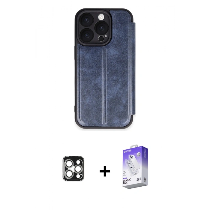 MARSİLYAN™- iPhone 16 Pro Max Kılıf Zirve Yansıma Serisi - Siyah Bilvis 5in1 3D Magic Cam Ekran Koruyucu + PVD Metal Kamera Lens - GS