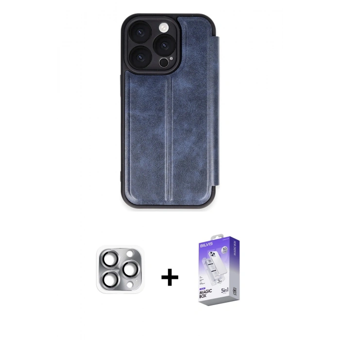 MARSİLYAN™- iPhone 16 Pro Max Kılıf Zirve Yansıma Serisi - Siyah Bilvis 5in1 3D Magic Cam Ekran Koruyucu + Pers Alüminyum Kamera Lens - GI
